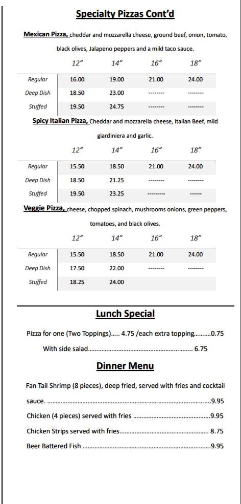 Mel's Pizza Menu image 3