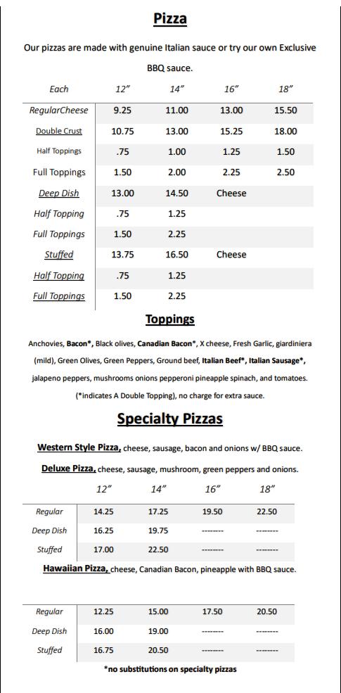 Mel's Pizza Menu image 4